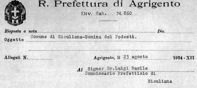 Luigi Basile, nomina a Podestà