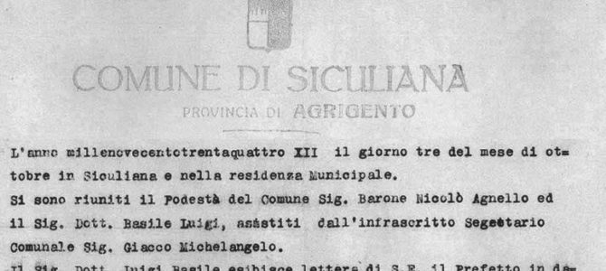 Luigi Basile, verbale nomina a Podestà