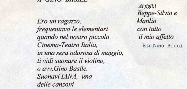 Stefano Bissi lirica a Gino (Luigi) Basile Stefano Bissi lirica a Gino (Luigi) Basile